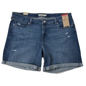 Levi's Denim Mid Length Shorts Women's 18W Hypersoft Medium Wash Mid Rise NWT